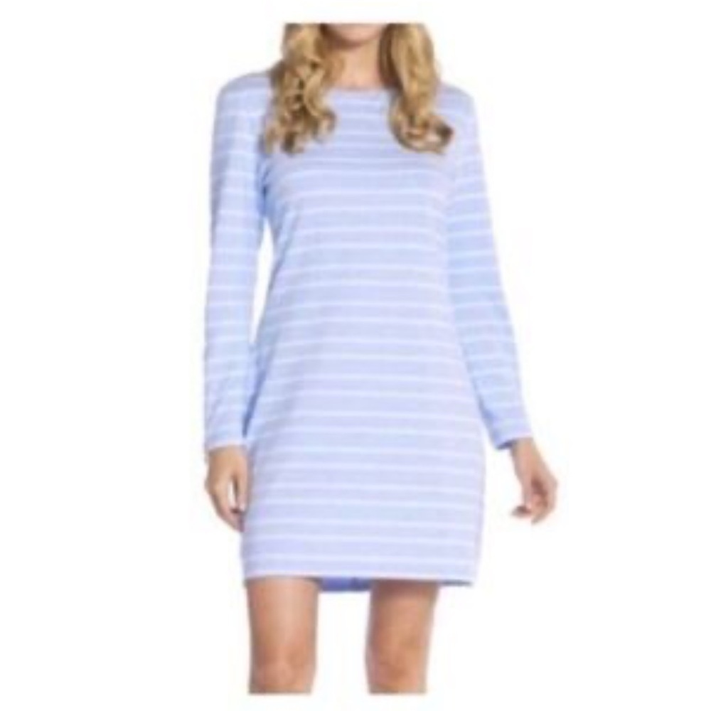 Sail To Sable Striped Preppy Long Sleeve Zipper Back Mini Dress Size Large